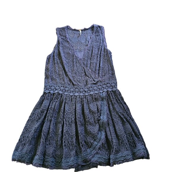 Free People Dresses & Skirts - Free People Women's Black Crochet Sleeveless Dress With Inner Lining size XS